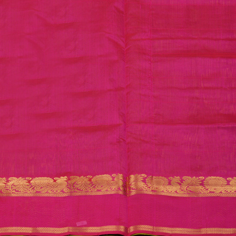 Hayagrivas Sampanga Green Pure Silk Cotton Saree with Dual Toned Pink contrast HBE527H11-3