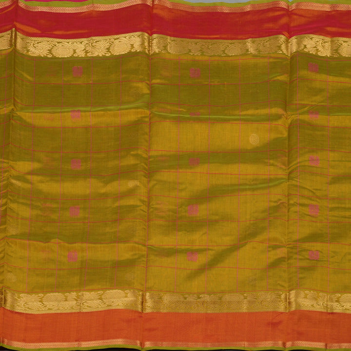 Hayagrivas Sampanga Green Pure Silk Cotton Saree with Dual Toned Pink contrast HBE527H11-3