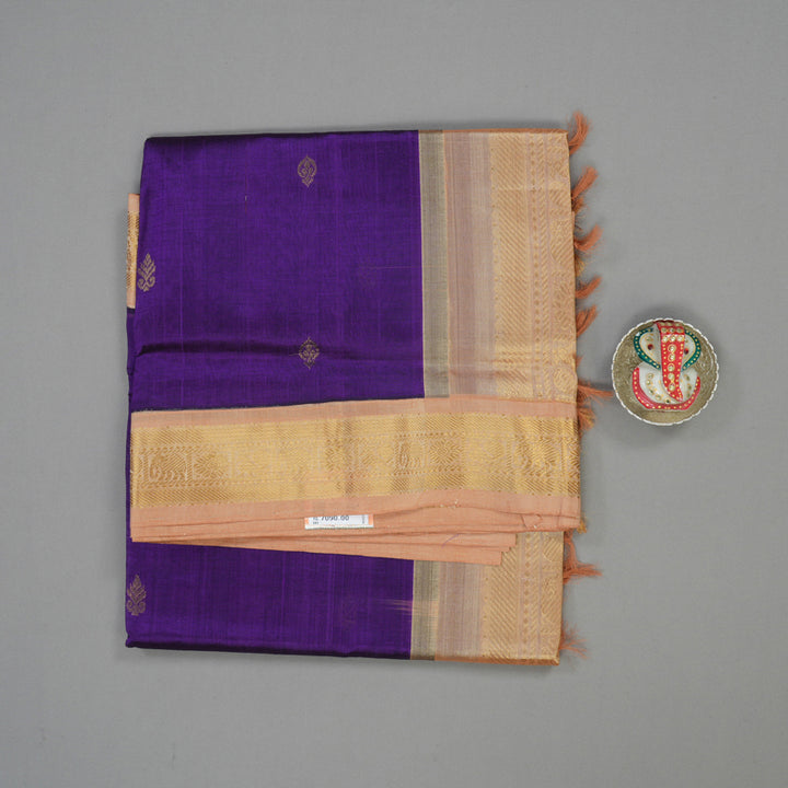Hayagrivas Pure Silk Cotton Saree in Violet with Sandal border HBE527H18-4