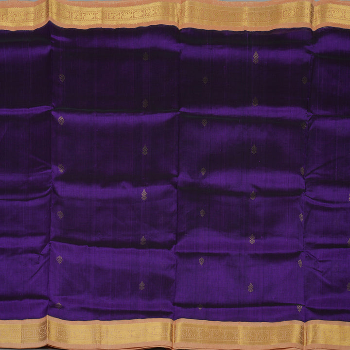 Hayagrivas Pure Silk Cotton Saree in Violet with Sandal border HBE527H18-4