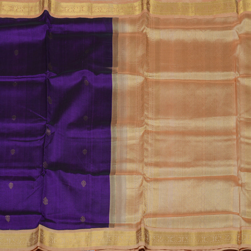 Hayagrivas Pure Silk Cotton Saree in Violet with Sandal border HBE527H18-4