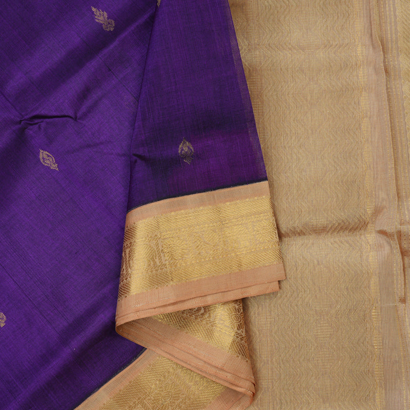 Hayagrivas Pure Silk Cotton Saree in Violet with Sandal border HBE527H18-4