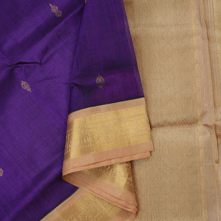 Hayagrivas Pure Silk Cotton Saree in Violet with Sandal border HBE527H18-4