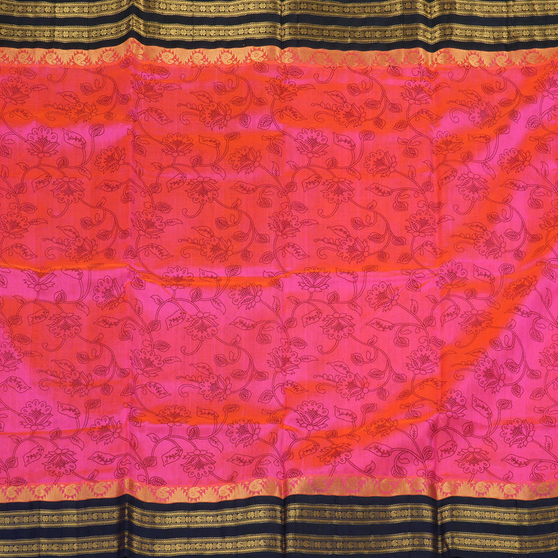 Hayagrivas Handloom Pure Silk Cotton Saree in Orangish Pink with Navy Blue HBE57D1-17