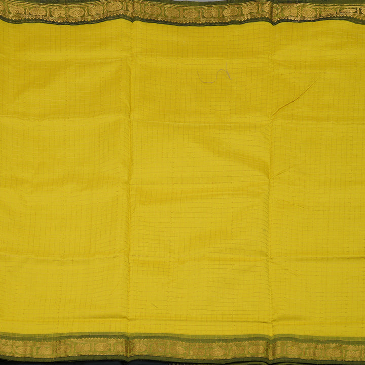 Hayagrivas Lemon Yellow Pure Silk Cotton Saree with Dual Tone Border HBE583H1-13