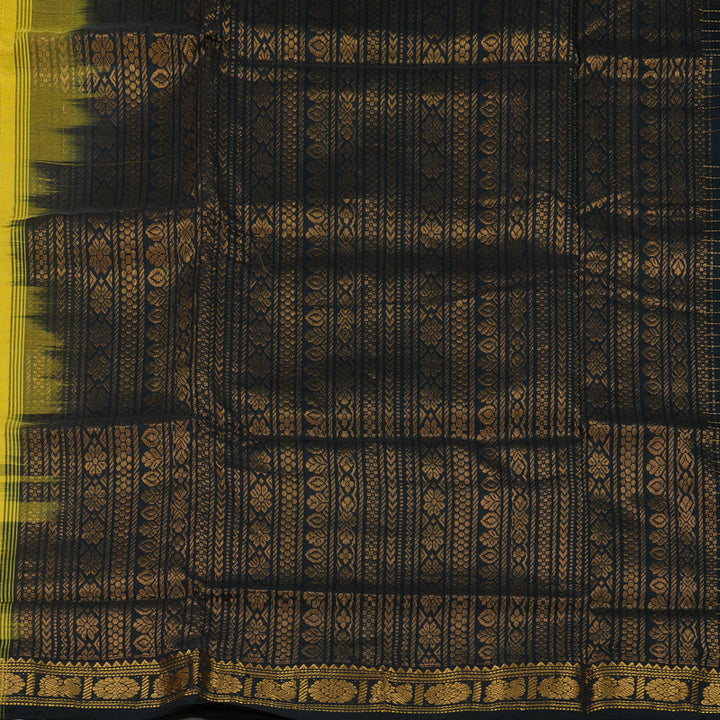 Hayagrivas Lemon Yellow Pure Silk Cotton Saree with Dual Tone Border HBE583H1-13