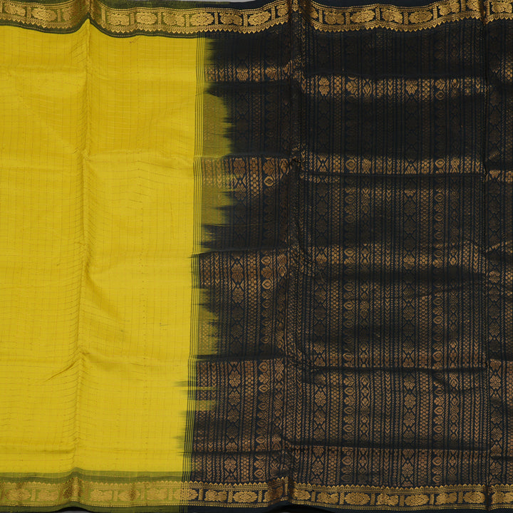 Hayagrivas Lemon Yellow Pure Silk Cotton Saree with Dual Tone Border HBE583H1-13
