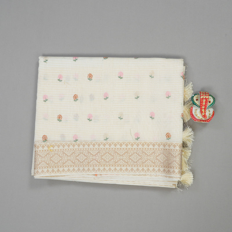 Hayagrivas Handloom Pure cotton saree in Half white HBE82D4-10