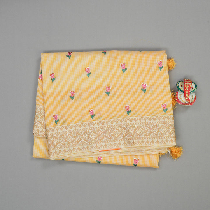 Hayagrivas Handloom Fancy Cotton Saree in Lively Yellow HBE82D4-12