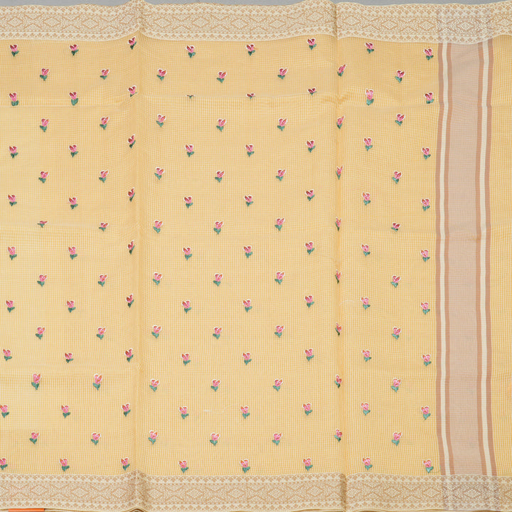 Hayagrivas Handloom Fancy Cotton Saree in Lively Yellow HBE82D4-12