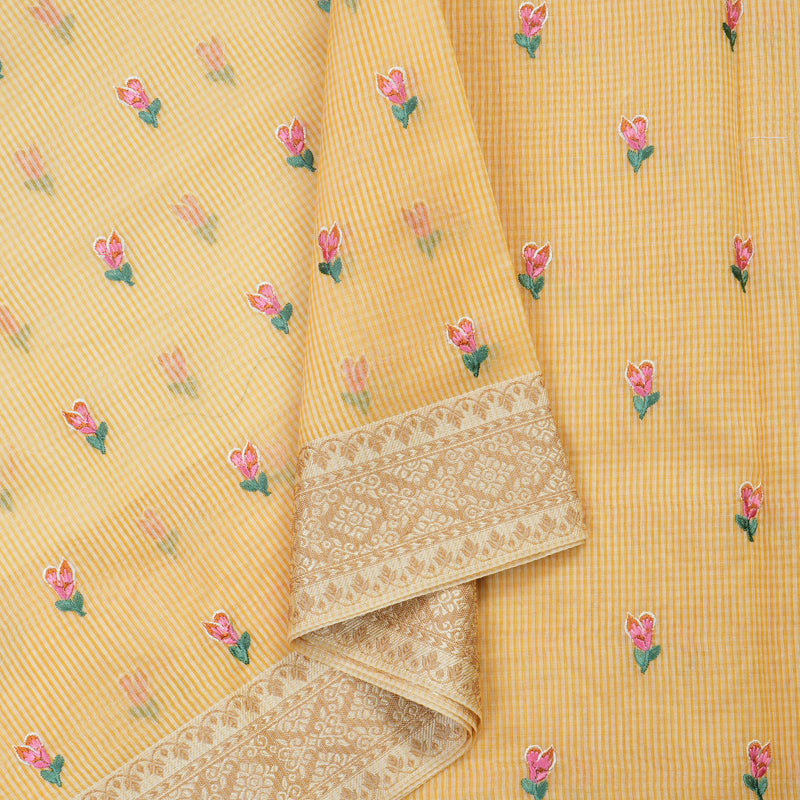 Hayagrivas Handloom Fancy Cotton Saree in Lively Yellow HBE82D4-12