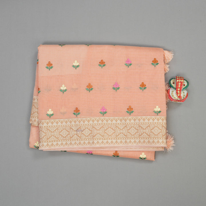 Hayagrivas Handloom Fancy Cotton Saree in Invigorating Peach Pink HBE82D4-13