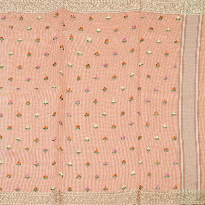 Hayagrivas Handloom Fancy Cotton Saree in Invigorating Peach Pink HBE82D4-13