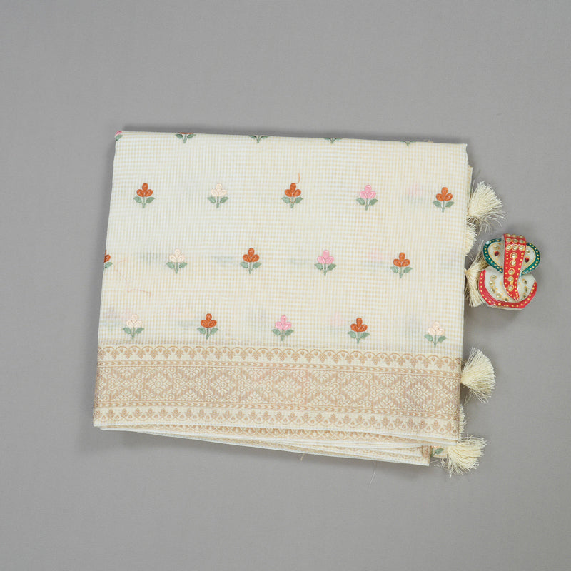 Hayagrivas Handloom pure cotton saree in Delicate half white HBE82D4-5