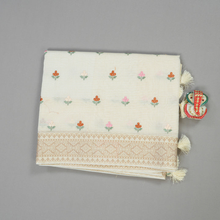 Hayagrivas Handloom pure cotton saree in Delicate half white HBE82D4-5