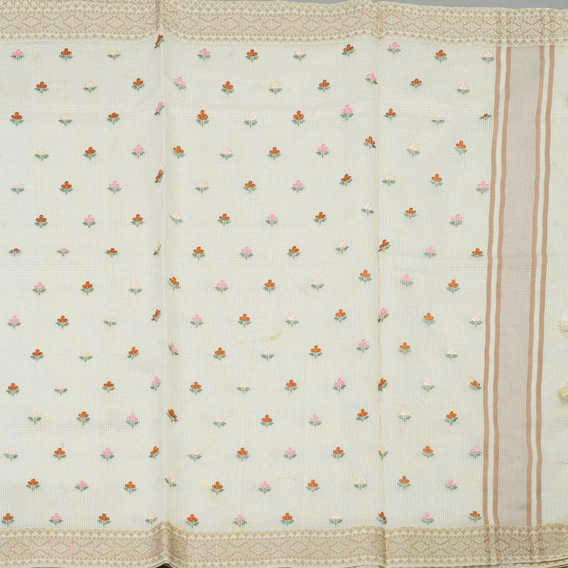 Hayagrivas Handloom pure cotton saree in Delicate half white HBE82D4-5