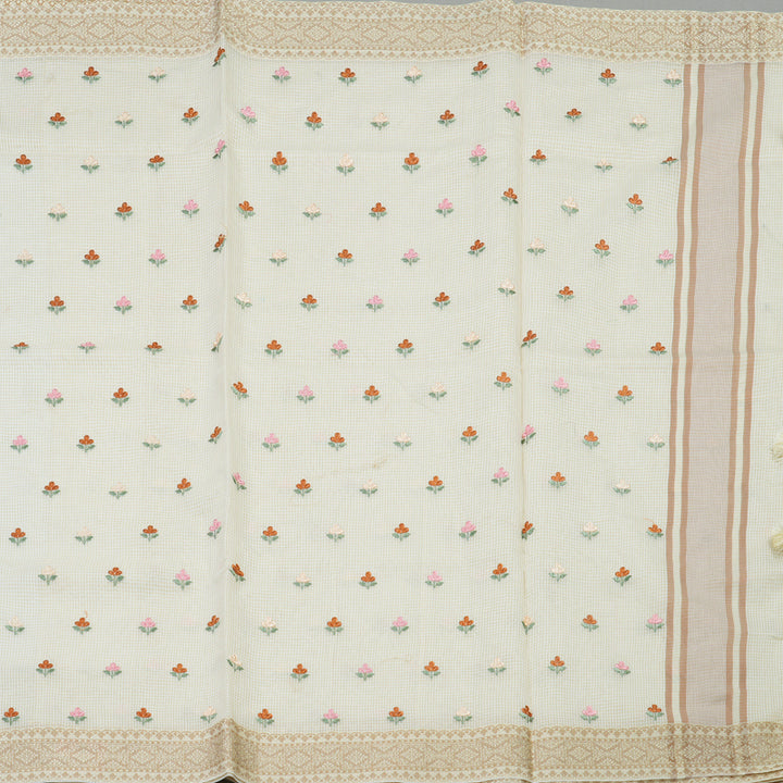 Hayagrivas Handloom pure cotton saree in Delicate half white HBE82D4-5