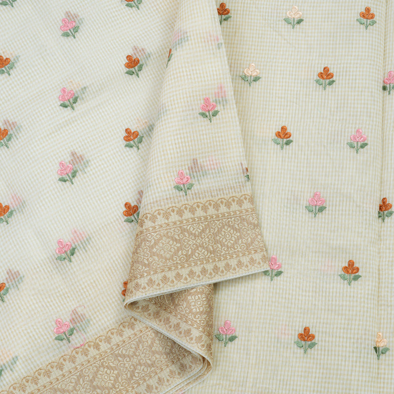 Hayagrivas Handloom pure cotton saree in Delicate half white HBE82D4-5