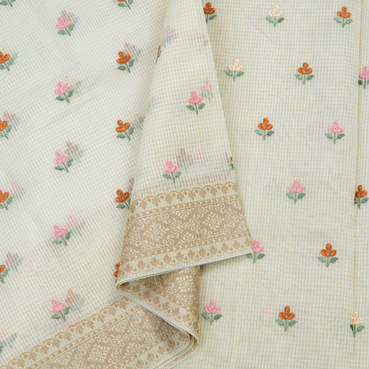 Hayagrivas Handloom pure cotton saree in Delicate half white HBE82D4-5