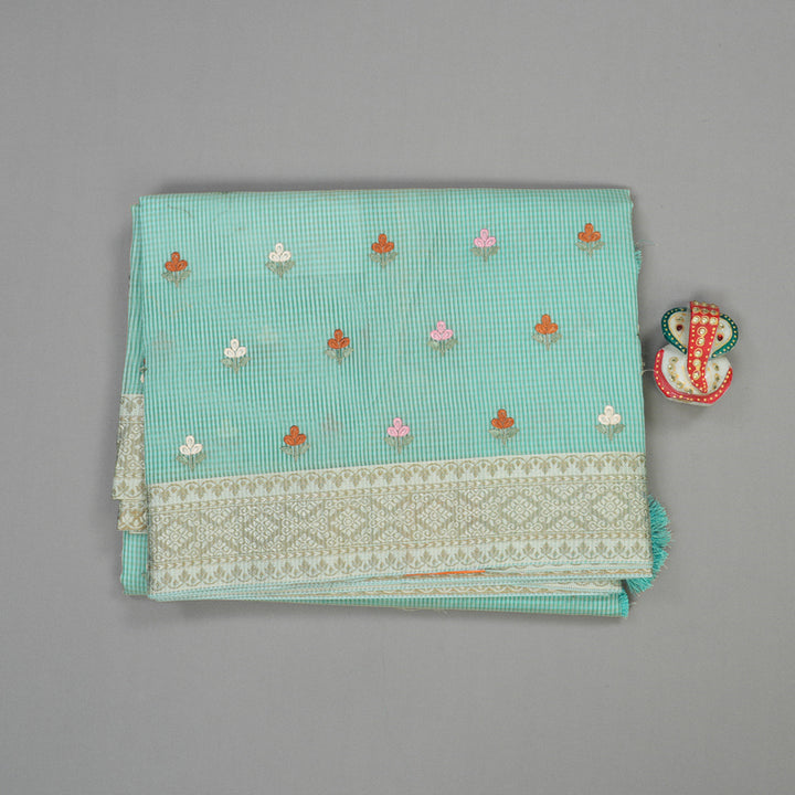 Hayagrivas Handloom Fancy Cotton Saree in Effortless Sky Blue HBE82D4-9