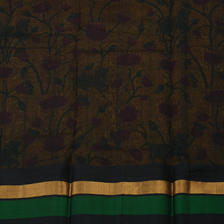 Hayagrivas Tumeric Yellow Pure Printed Silk Cotton Saree with Black Border HBE839J10-10