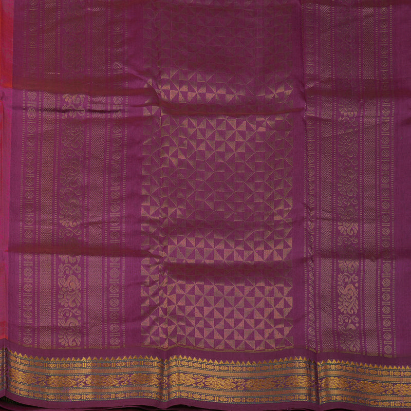 Hayagrivas Orange Pure Printed Silk Cotton Saree HBE839J10-11