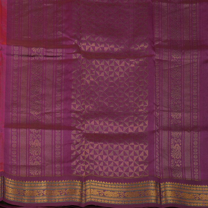 Hayagrivas Orange Pure Printed Silk Cotton Saree HBE839J10-11