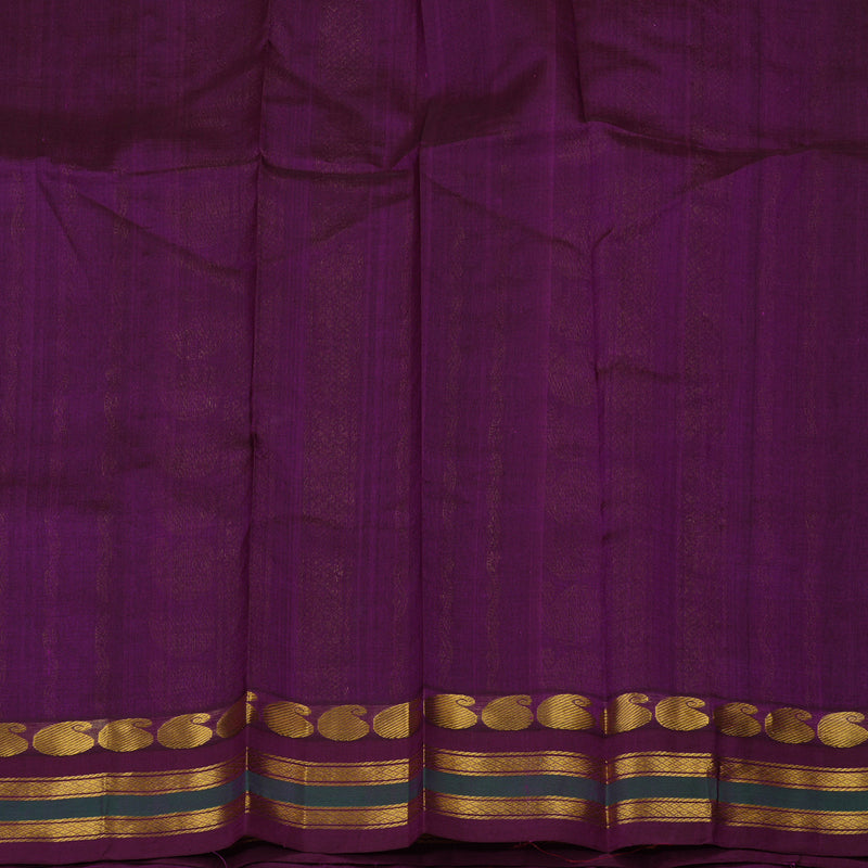 Hayagrivas Greyish-Green Pure Printed Silk Cotton Saree with Deep Violet Border HBE839J10-12