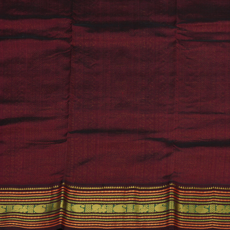 Hayagrivas Fushsia Pink Pure Printed Silk Cotton Saree with Wine Maroon Border HBE839J10-7