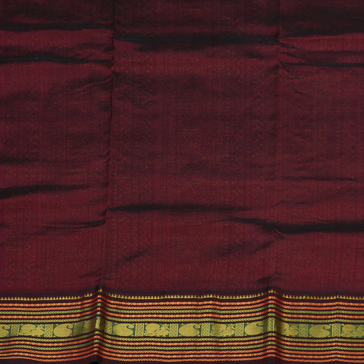 Hayagrivas Fushsia Pink Pure Printed Silk Cotton Saree with Wine Maroon Border HBE839J10-7