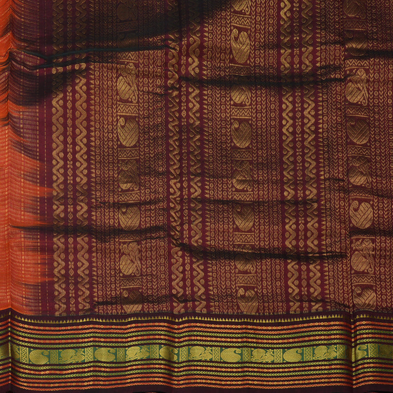 Hayagrivas Fushsia Pink Pure Printed Silk Cotton Saree with Wine Maroon Border HBE839J10-7