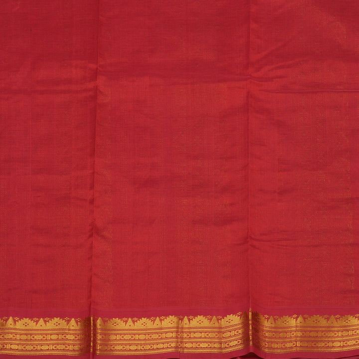 Hayagrivas Powder Green Pure Printed Silk Cotton Saree with Red Border HBE839J10-8