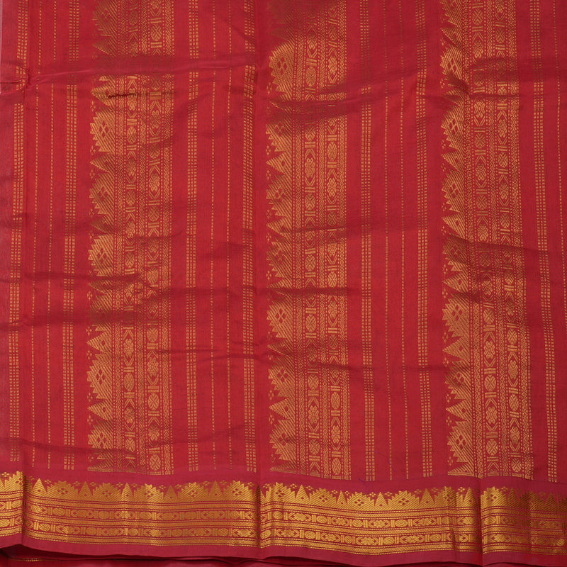 Hayagrivas Powder Green Pure Printed Silk Cotton Saree with Red Border HBE839J10-8