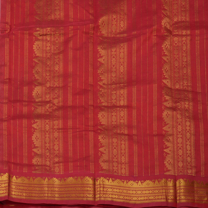 Hayagrivas Powder Green Pure Printed Silk Cotton Saree with Red Border HBE839J10-8