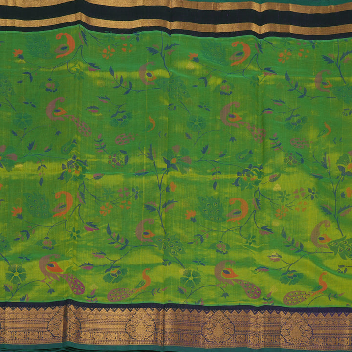 Hayagrivas Parrot Green Pure Printed Silk Cotton Saree HBE839J11-7