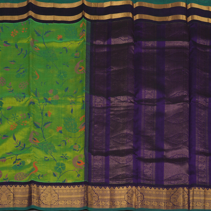 Hayagrivas Parrot Green Pure Printed Silk Cotton Saree HBE839J11-7
