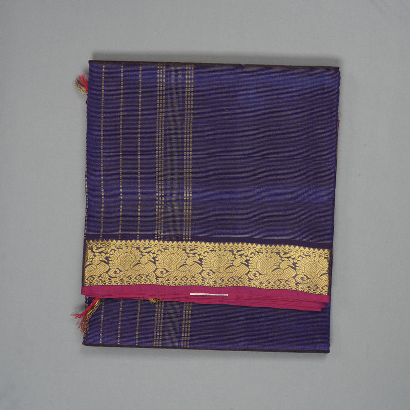 Hayagrivas Midnight Blue Ten Yards Pure Silk Cotton Saree HBE839J3-16
