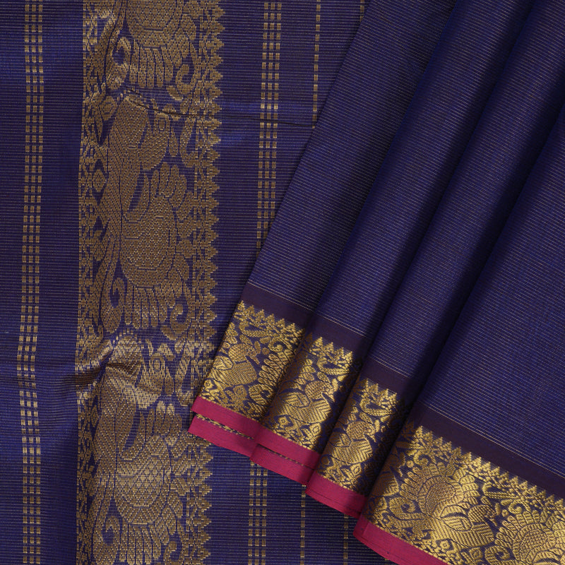 Hayagrivas Midnight Blue Ten Yards Pure Silk Cotton Saree HBE839J3-16