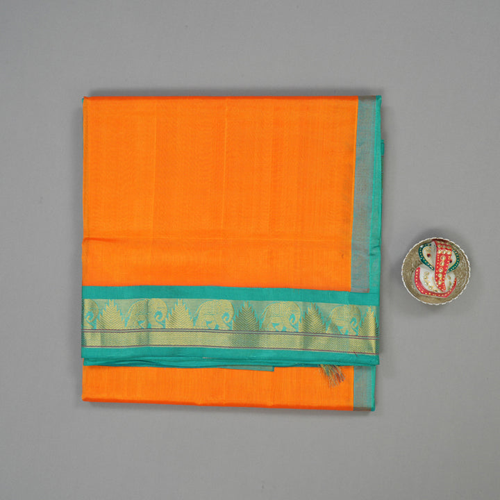 Hayagrivas Mango Orange Pure Ten Yards Silk Cotton Saree HBE839J5-2