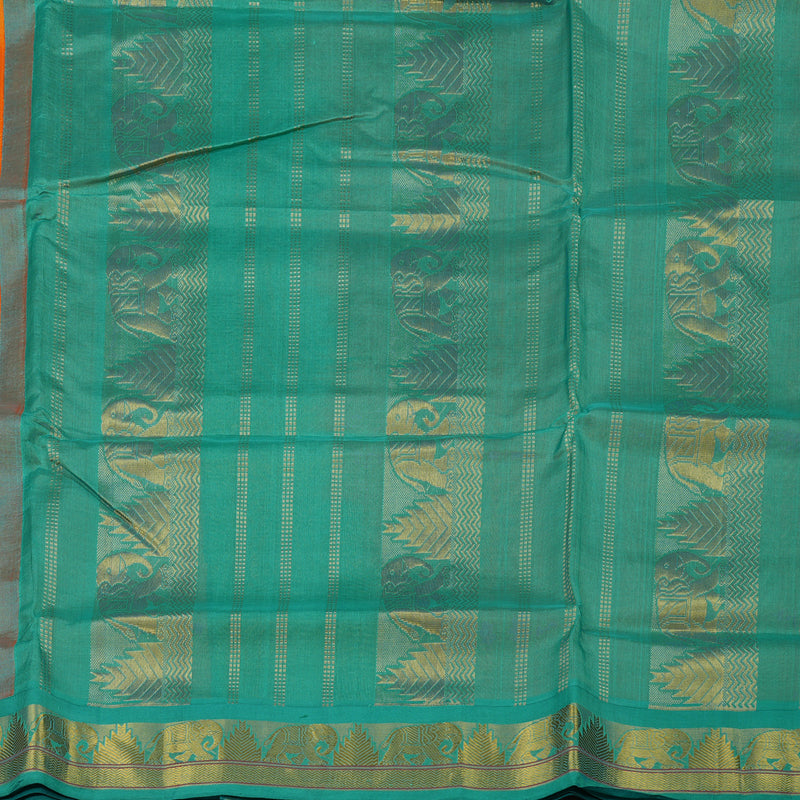 Hayagrivas Mango Orange Pure Ten Yards Silk Cotton Saree HBE839J5-2