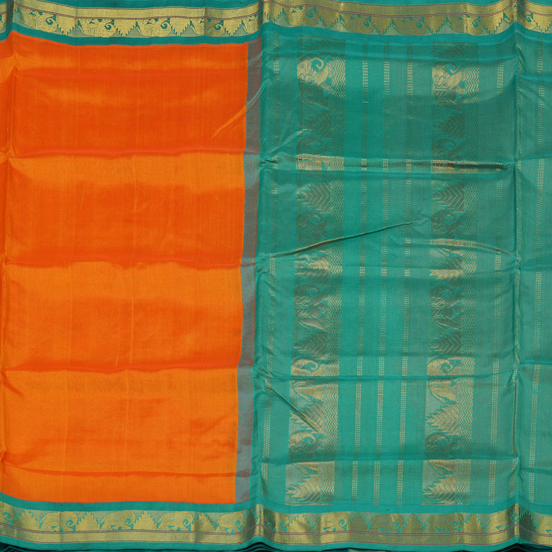 Hayagrivas Mango Orange Pure Ten Yards Silk Cotton Saree HBE839J5-2