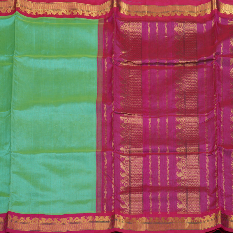 Hayagrivas Mint Green Pure Ten Yards Silk Cotton Saree HBE839J5-3