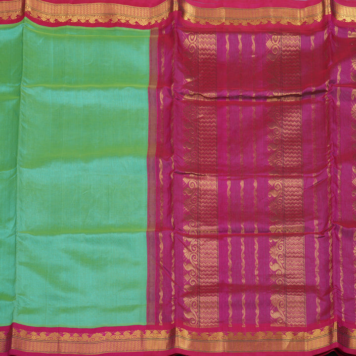 Hayagrivas Mint Green Pure Ten Yards Silk Cotton Saree HBE839J5-3