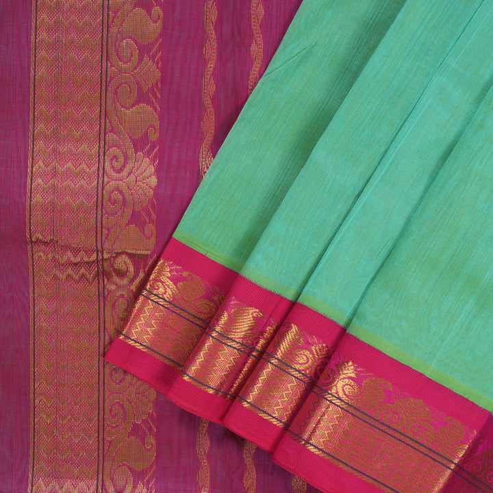 Hayagrivas Mint Green Pure Ten Yards Silk Cotton Saree HBE839J5-3