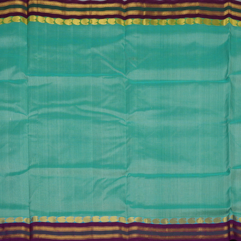 Hayagrivas Bright Teal Pure Ten Yards Silk Cotton Saree HBE839J6-2