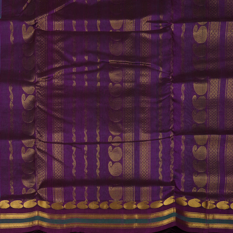 Hayagrivas Bright Teal Pure Ten Yards Silk Cotton Saree HBE839J6-2