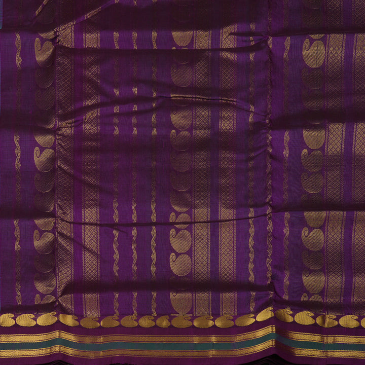 Hayagrivas Bright Teal Pure Ten Yards Silk Cotton Saree HBE839J6-2