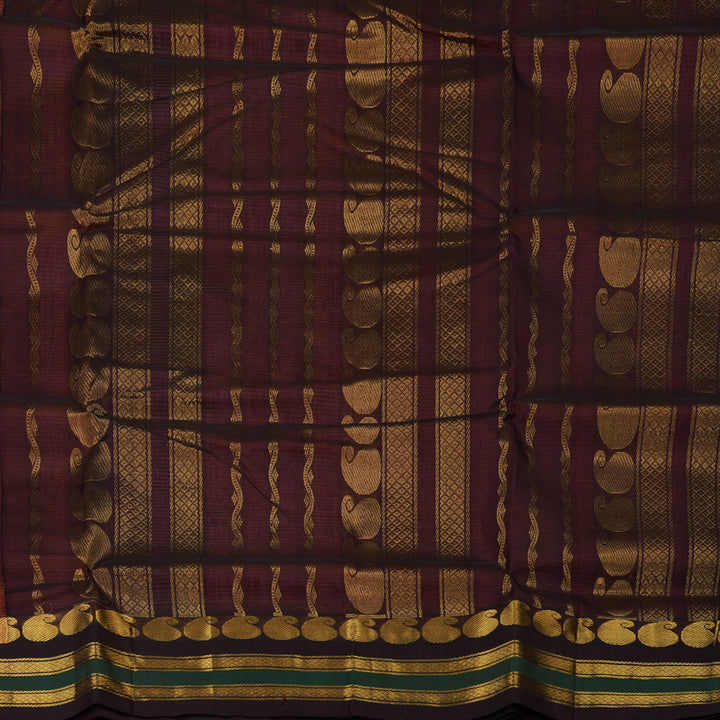 Hayagrivas Bright Orangish Pink Pure Ten Yards Silk Cotton Saree HBE839J6-3