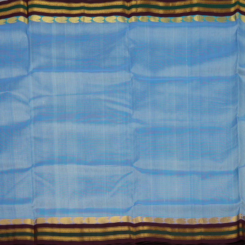 Hayagrivas Sky Blue Pure Ten Yards Silk Cotton Saree HBE839J6-5