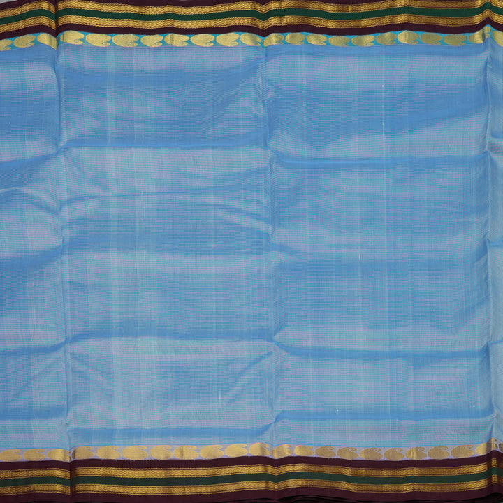 Hayagrivas Sky Blue Pure Ten Yards Silk Cotton Saree HBE839J6-5